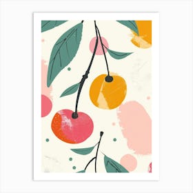 Cherries Close Up Illustration 3 Art Print