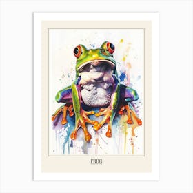 Frog Colourful Watercolour 1 Poster Art Print