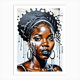 Graffiti Mural Of Beautiful Black Woman 309 Art Print