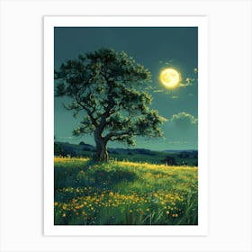 Moonlight In The Meadow Art Print