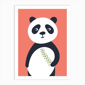 Panda Neutral Red Kids Art Print