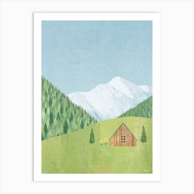 Cabin In The Meadow Art Print