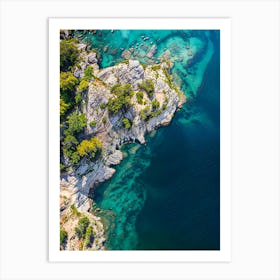 Aerial View Of A Rocky Shore Art Print