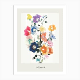 Hollyhock Collage Flower Bouquet Poster Art Print