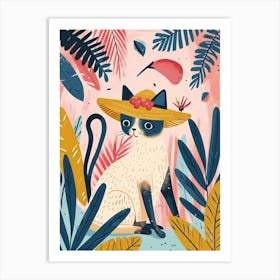 Balinese Cat Storybook Illustration 2 Art Print
