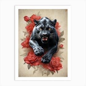 Black leopard Art Print
