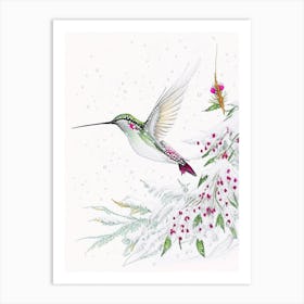 Hummingbird In Snowfall Quentin Blake Illustration 2 Art Print