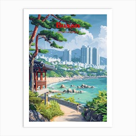 Busan South Korea Port City Travel Art Illustration Poster