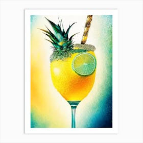 Pineapple Margarita Pointillism 2 Cocktail Poster Art Print