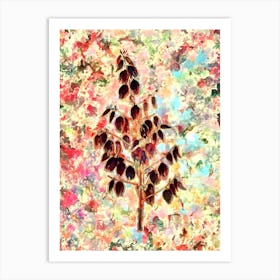 Impressionist Adam's Needle Botanical Painting in Blush Pink and Gold Art Print
