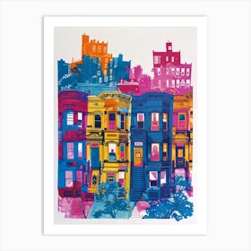 Crown Heights New York Colourful Silkscreen Illustration 3 Art Print