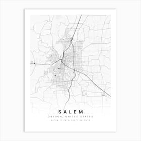 Salem Massachusetts USA White Map Poster