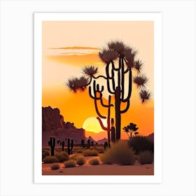 Joshua Trees At Sunrise Vintage Botanical Line Drawing  (2) Art Print