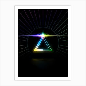 Neon Geometric Glyph in Candy Blue and Pink with Rainbow Sparkle on Black n.0430 Art Print