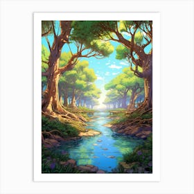 Mangrove Forests Cartoon 2 Art Print