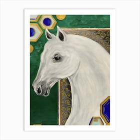 White Horse 1 Diptix Art Print