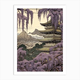 Fuji Wisteria Japanese Botanical Illustration Art Print