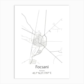 Focsani,Romania Minimalist Map Art Print