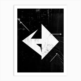 Arrow Graphically Depicted With Stark Contrast Between Its White Directional Mark And The Black Abst (4) Art Print