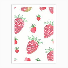 Strawberry Repeat Pattern, Fruit, Minimalist Watercolour 1 Art Print