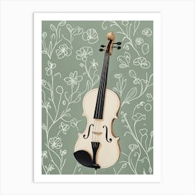 Violin With Floral Scribbles Poster