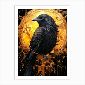 Floral Fantasy Raven Art Print