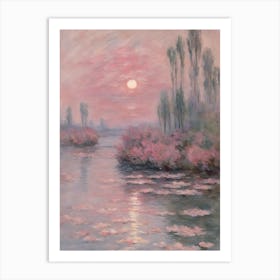 Landscape in Pink Monet Style Art Print