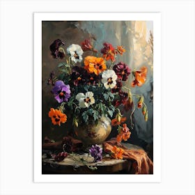 Baroque Floral Still Life Wild Pansy 1 Art Print