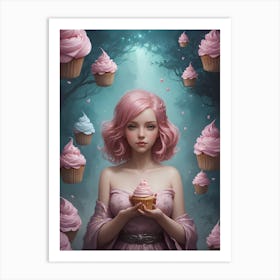 Fairytale Girl With Cupcakes Art Print