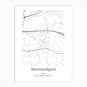 Wommelgem,Belgium Minimalist Map Art Print