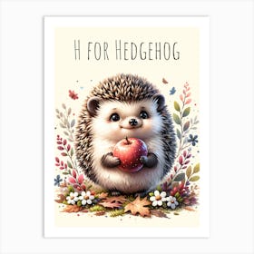 H For Hedgehog Nursery Art Print