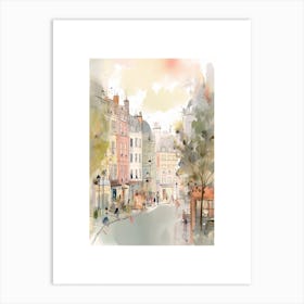 Pink Paris Shops Watercolour 2 Art Print