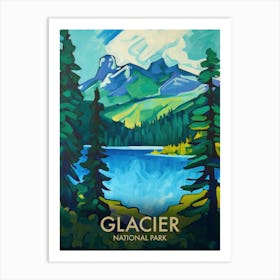 Glacier National Park Vintage Travel Poster 11 Art Print