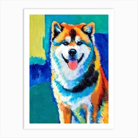 Akita Fauvist Style Dog Art Print