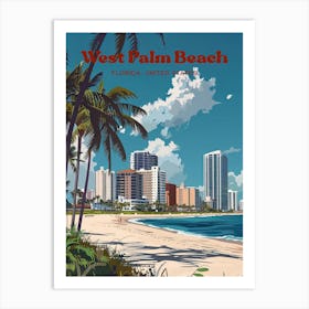 West Palm Beach Florida Beachfront Digital Travel Art Art Print