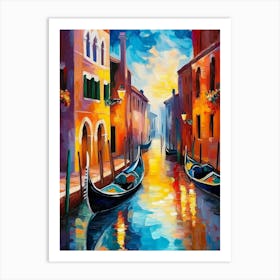 Venice Canals And Houses, Colorful Palette Knife 1 Affiche