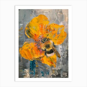 Bee On A Yellow Flower 2 Art Print