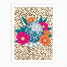 Disco Ball With Flowers Art Print