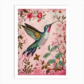 Floral Animal Painting Hummingbird 2 Art Print