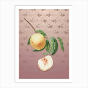 Vintage Duracina Peach Botanical on Dusty Pink Pattern n.2230 Art Print