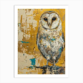 Baby Owl Gold Effect Collage 1 Art Print