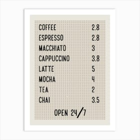 Coffe Shop Sign Print Poster