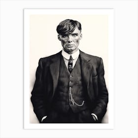 Gangster Art Thomas Shelby Peaky Blinders B&W Art Print