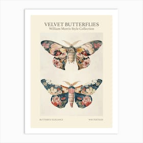 Velvet Butterflies Collection Butterfly Elegance William Morris Style 6 Art Print