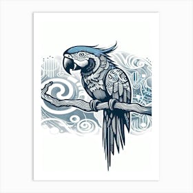 Tiki Parrot On A Branch Art Print