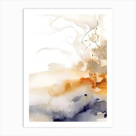 Watercolour Abstract White And Orange 2 Art Print