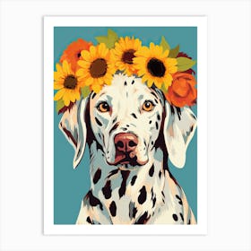 Dalmatian Portrait With A Flower Crown, Matisse Painting Style 1 Art Print