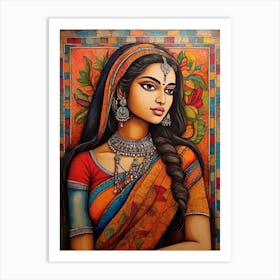 Default Colorful Traditional Madhubani Art From India Of A Wom 1 Art Print