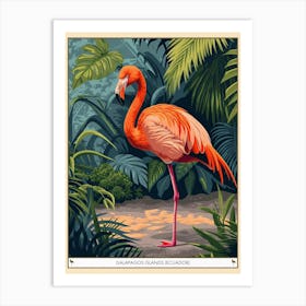 Greater Flamingo Galapagos Islands Ecuador Tropical Illustration 3 Poster Art Print