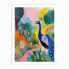 Colourful Brushstroke Peacock 10 Art Print